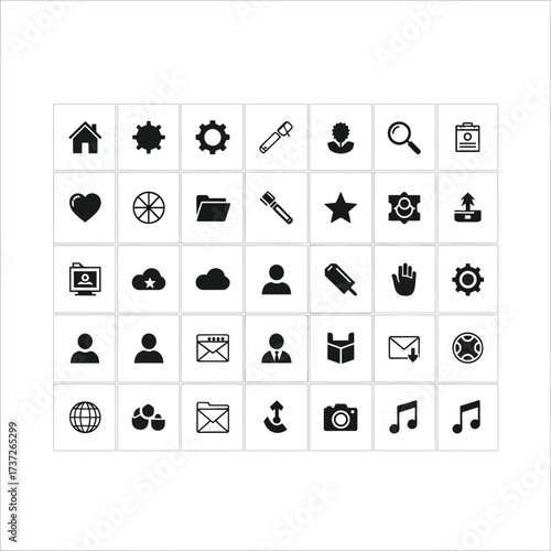 Collection of black and white icons