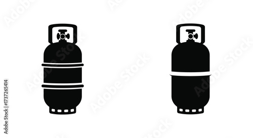 Two black silhouettes of russian nesting dolls are isolated on white