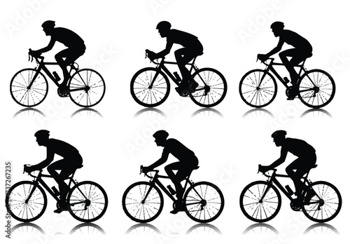 Cyclist Silhouette Pattern Illustration Vector Art for Sportswear Design and Bicycle Racing Enthusiasts Ideal for Posters