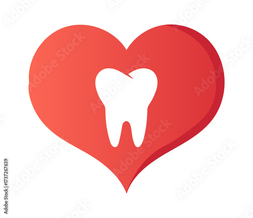 Heart icon with tooth. Editable vector illustration of dental care and oral health symbol. EPS medical love graphic