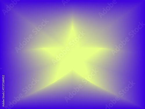 A glowing yellow star radiates light against a blurred purple and blue gradient background.