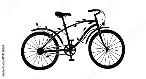 A black silhouette illustration of a classic beach cruiser bicycle