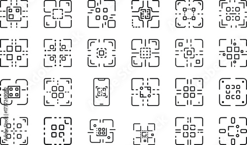 Bundle Minimal Line Icon Of A Qr Code Eps 9