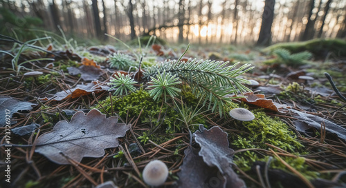 Frosted Forest Floor in Golden Morning Light