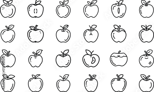 Bundle Minimal Line Icon Of An Apple Eps 22