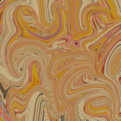 Swirling abstract pastel artwork with warm tones of pink, yellow, and orange. A fluid marbled texture ideal for creative backgrounds, fashion prints, and modern art.
