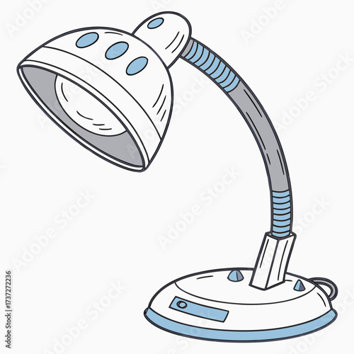 Illustration of a desk lamp, perfect for studying or working, providing focused light for reading, writing, or any task requiring illumination