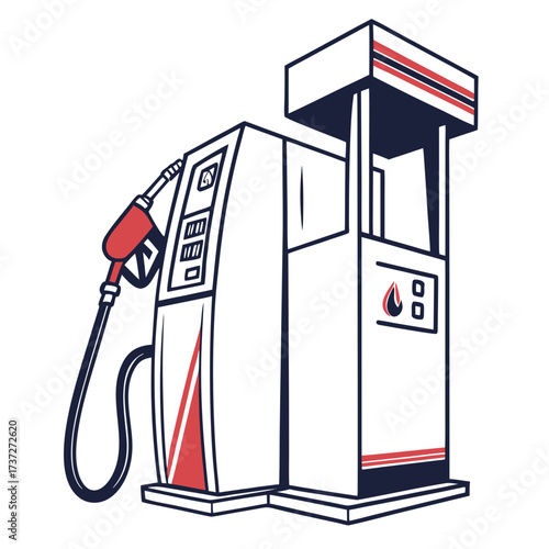 Illustration of a gas station pump, a common sight on roadsides, providing fuel for vehicles, enabling transportation and powering our daily lives