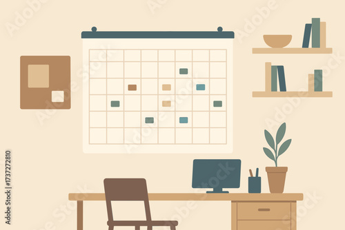 Home colored minimalist members elements vector board illustration cork wall planner