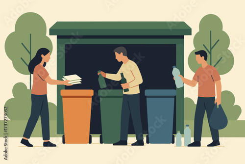 Vector marked eco station illustration paper plastic sorting recycling glass nearby