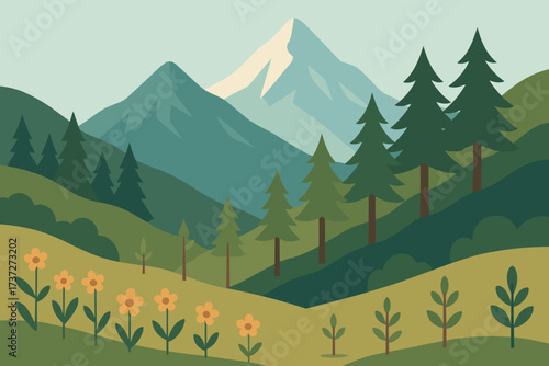Trees stages illustration shown progression growth climbing vector to tall flowers mountain