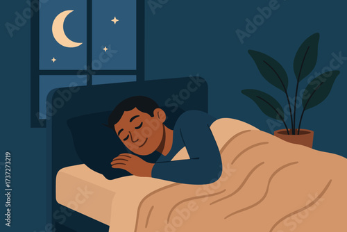 Plant peaceful nearby vector illustration window scene potted through bed peacefully blankets