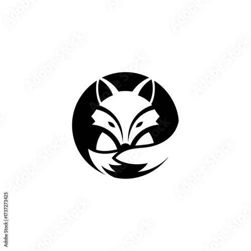 Elegant black and white minimalist fox logo, perfect for branding, representing cunning and adaptability