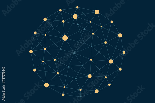 Glowing thin vector illustration geometric abstract connected network web nodes forming lines