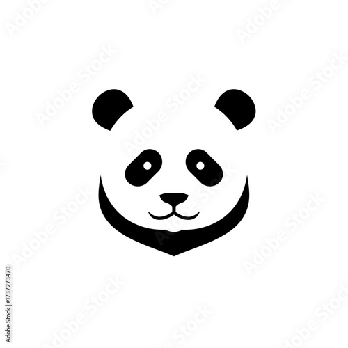 Minimalist Panda Face Icon Design for Animal Lovers and Logo Creation