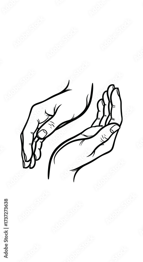 Fototapeta premium Delicate Hands Gesture Illustration Conveying Care, Protection, and Connection