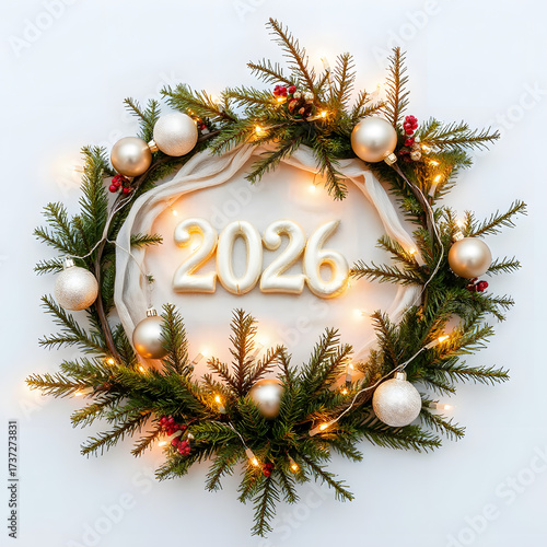 Congratulations on the New Year 2026, the drawing is made in a minimalistic style and reflects the essence of the object with a single continuous line.