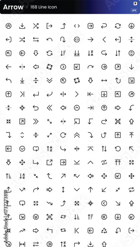 50 Arrow Line Icons Set Universal Design Symbols Vector Collection Graphics Pack