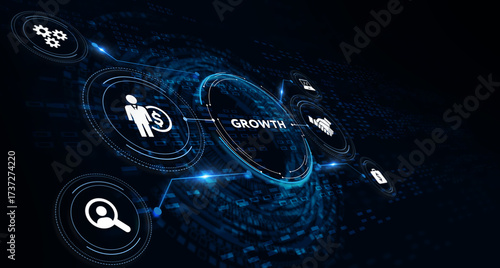 Business Growth Concept. Development to success and motivation. 3d illustration