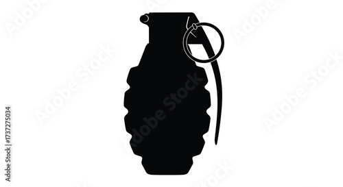 A silhouette of a classic hand grenade isolated on a white background