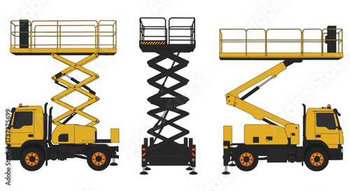 Illustrative comparison of three different types of aerial work platforms