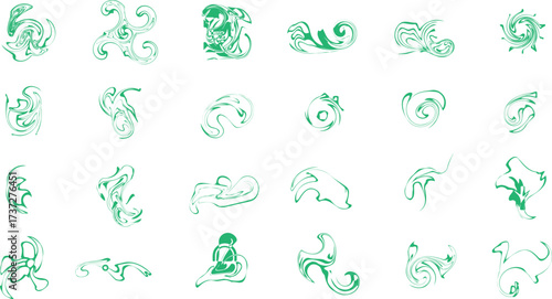 Green floral alphabet set with leaf and flower vector design elements, perfect for an eco-friendly nature logo or icon