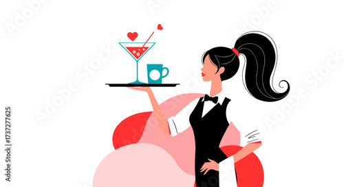 A skilled waitress brings a refreshing drink and a warm smile to your table.