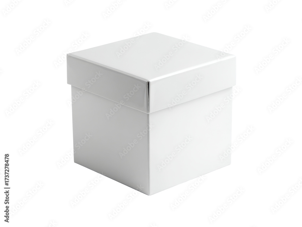 Fototapeta premium Simple white cube shaped container with a lid image, Isolated, Png Transparent Background