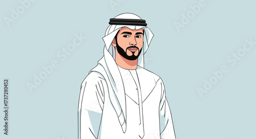 Modern Arab Man in Traditional Kandura Business and Culture Illustration