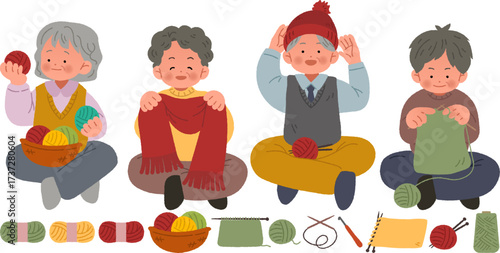 Seniors Enjoying Knitting