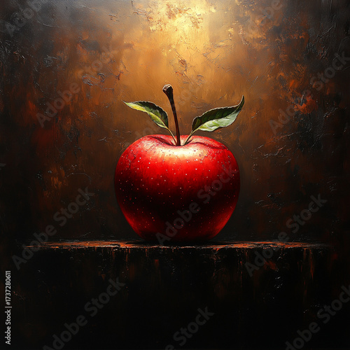 red apple on a black background