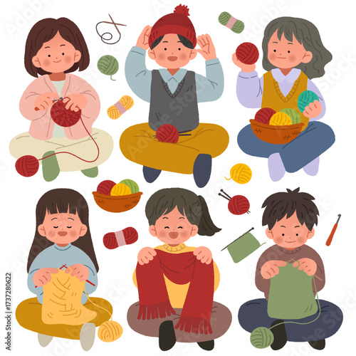 Young People Enjoying Knitting