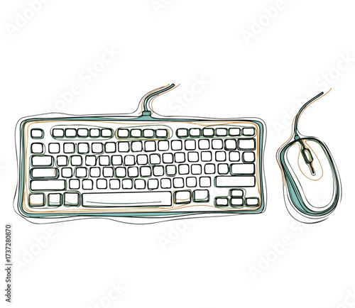 Hand-Drawn Keyboard and Mouse Illustration