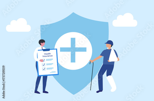 Insurance agent present insurance policy to protect from life and health accident. Health and life insurance policy, healthcare concept