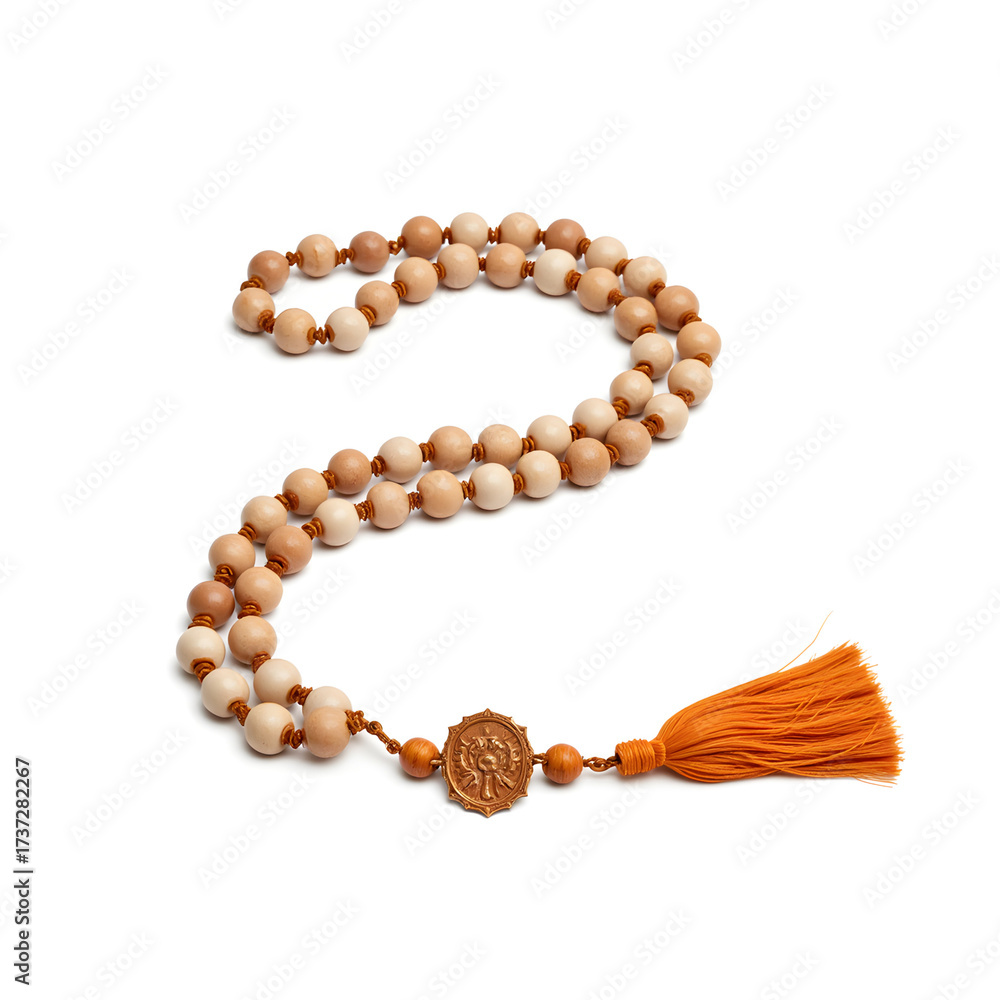 Obraz premium Sikh prayer beads mala on white background, spiritual symbolism