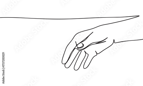 Hand reaching out A single line art gesture
