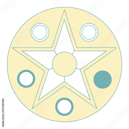 Circular emblem with star and five circles symbolizing collaboration teamwork and governance