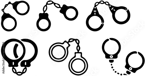 handcuffs icon set
