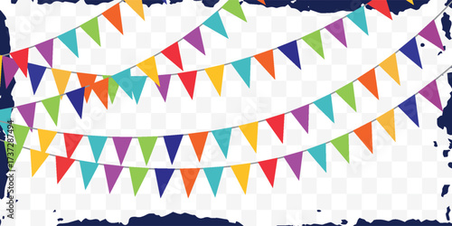 Carnival garland with flags. Decorative colorful party pennants for birthday celebration, festival and fair decoration. modern eps10.