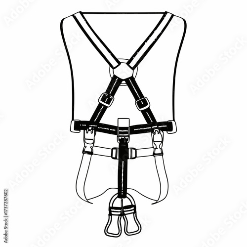 Safety harness for climbing designed with adjustable straps and buckles  