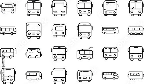 Bundle Minimal Line Icon Of A Bus Eps 7
