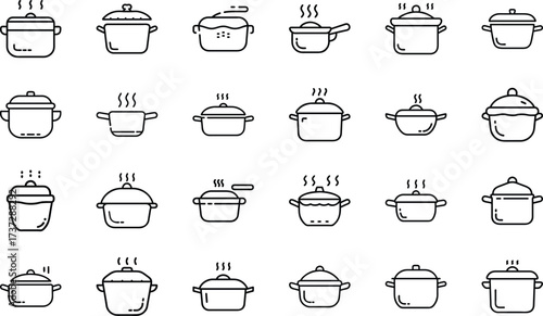 Bundle Minimal Line Icon Of A Cooking Pot Eps 12