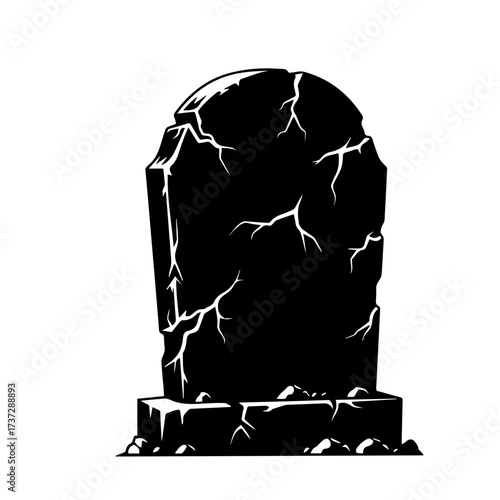 Cracked Tombstone Grave Illustration