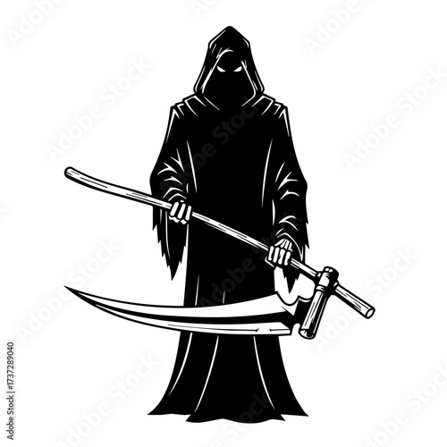 Grim Reaper with Scythe Silhouette