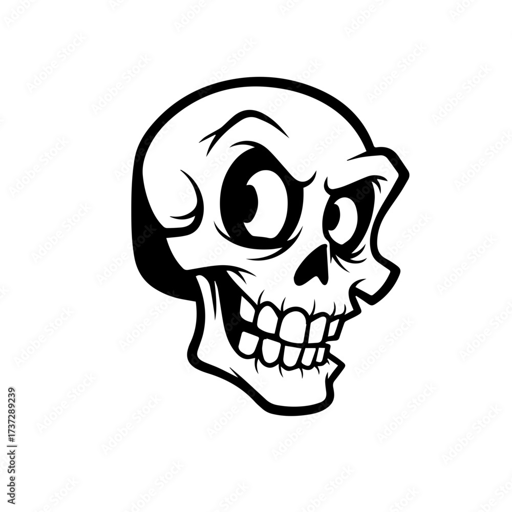Fototapeta premium Cartoon Scary Skull Head