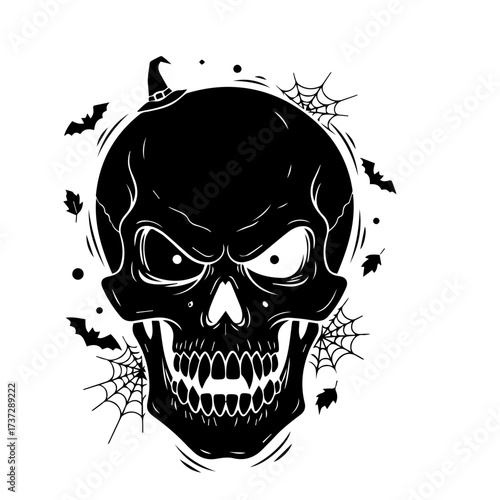 Evil Skull with Flames Illustration