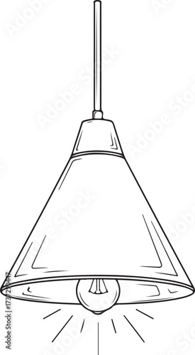 Hand-drawn pendant light with bulb lamp light fixture