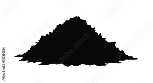 A black silhouette of a mountain or pile of dark material
