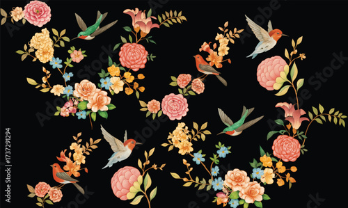 paisly geometrical and flower design for creating saree dupatta for dizital and textile design