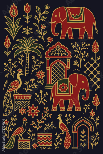 paisly geometrical and flower design for creating saree dupatta for dizital and textile design